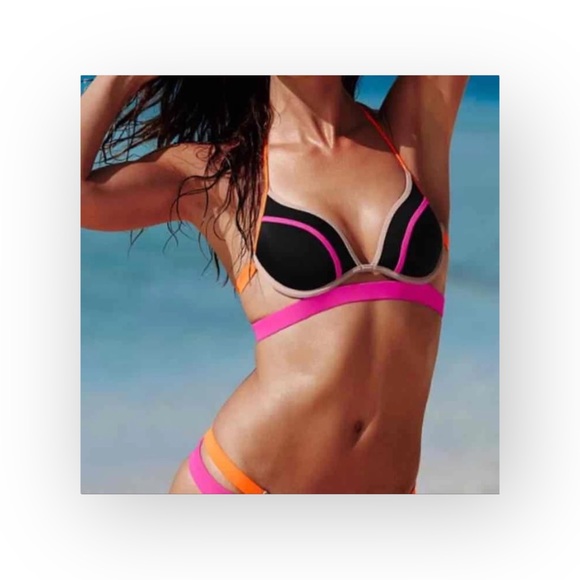 Victoria’s Secret VS Swim ❤︎ Hottie Banded Colorblock Halter Bikini Top ❤︎ 34C - Picture 14 of 16